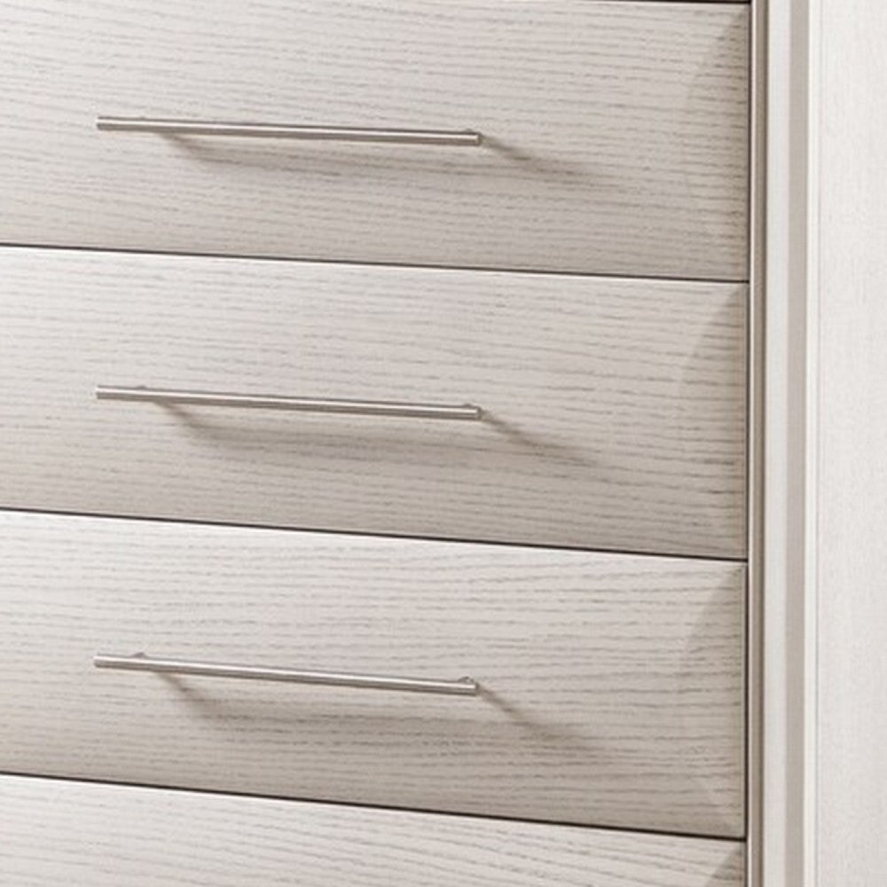 Nitz Tall Dresser Chest | 5 Drawers | White Solid Wood | Metal Handles BM340893