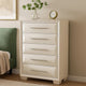 Nitz Tall Dresser Chest | 5 Drawers | White Solid Wood | Metal Handles BM340893