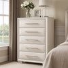 Nitz Tall Dresser Chest | 5 Drawers | White Solid Wood | Metal Handles
