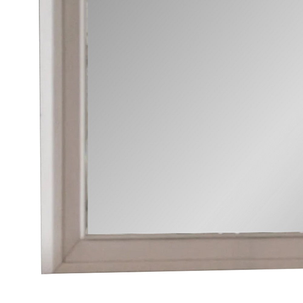 Nitz Dresser Mirror | Beveled Glass | White Solid Wood Frame | 36x40 BM340894
