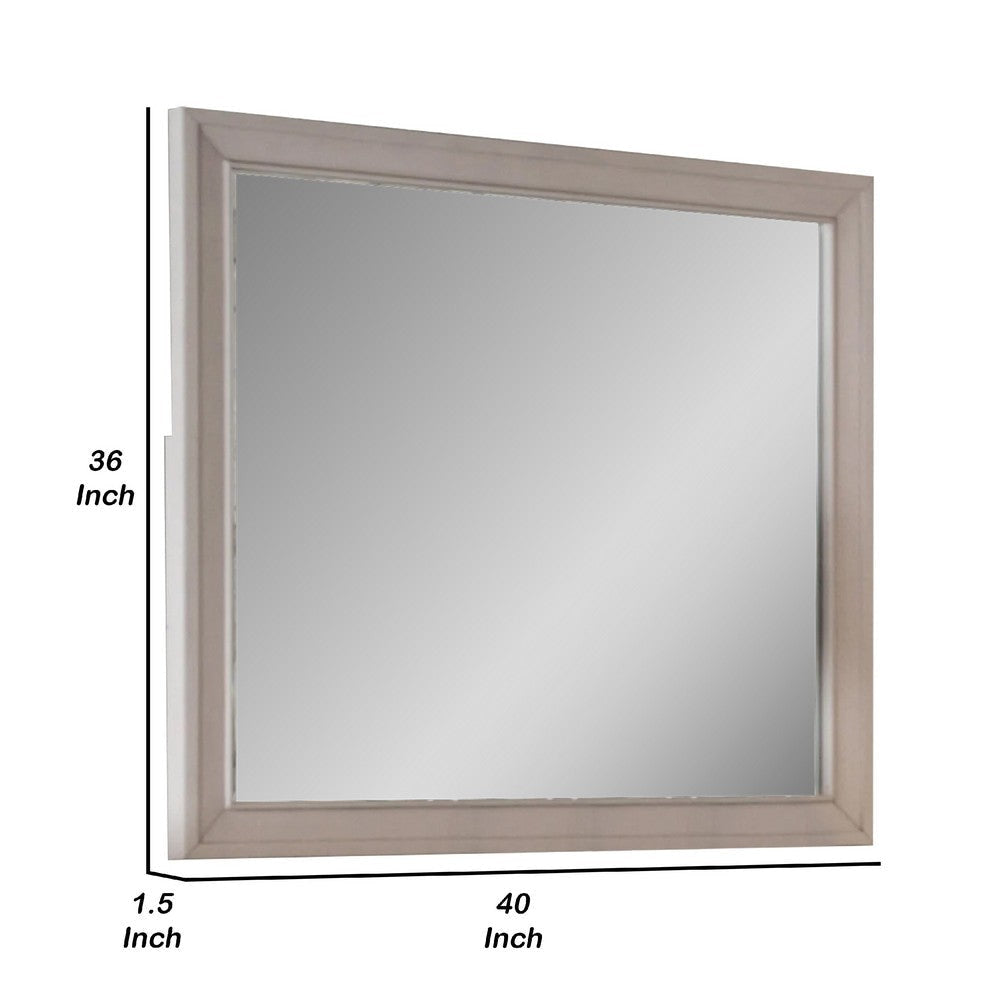 Nitz Dresser Mirror | Beveled Glass | White Solid Wood Frame | 36x40 BM340894