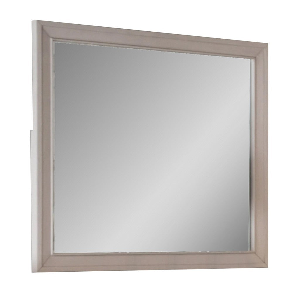 Nitz Dresser Mirror | Beveled Glass | White Solid Wood Frame | 36x40 BM340894