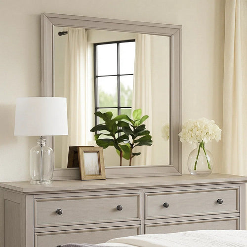 Nitz Dresser Mirror | Beveled Glass | White Solid Wood Frame | 36x40 BM340894