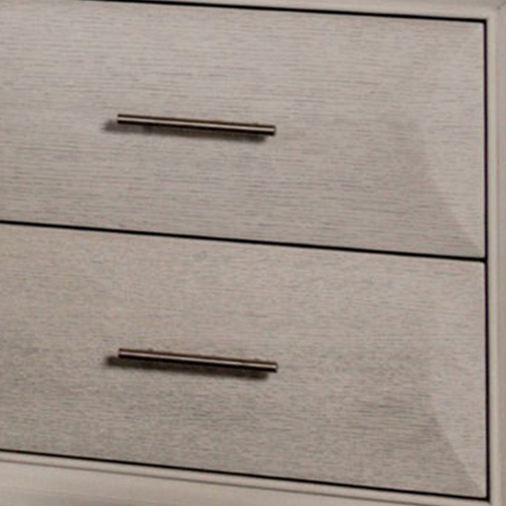Nitz Nightstand | 2 Drawers | White Solid Wood | Metal Handles | 27’’ BM340895