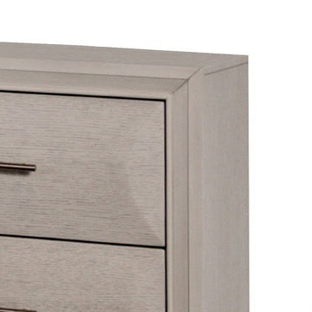 Nitz Nightstand | 2 Drawers | White Solid Wood | Metal Handles | 27’’ BM340895