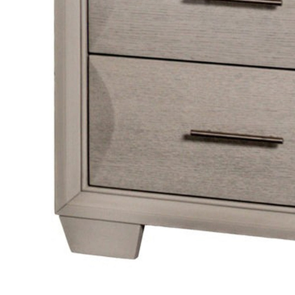 Nitz Nightstand | 2 Drawers | White Solid Wood | Metal Handles | 27’’ BM340895