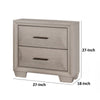 Nitz Nightstand | 2 Drawers | White Solid Wood | Metal Handles | 27’’ BM340895