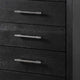 Ashen Tall Dresser Chest | 5 Drawers | Black Solid Wood | Chrome Metal BM340896