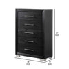 Ashen Tall Dresser Chest | 5 Drawers | Black Solid Wood | Chrome Metal