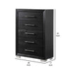 Ashen Tall Dresser Chest | 5 Drawers | Black Solid Wood | Chrome Metal BM340896