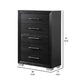Ashen Tall Dresser Chest | 5 Drawers | Black Solid Wood | Chrome Metal BM340896
