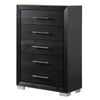 Ashen Tall Dresser Chest | 5 Drawers | Black Solid Wood | Chrome Metal