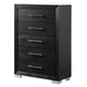 Ashen Tall Dresser Chest | 5 Drawers | Black Solid Wood | Chrome Metal