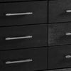 Ashen Wide Dresser | 6 Drawers | Black Solid Wood | Chrome Metal BM340897