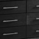 Ashen Wide Dresser | 6 Drawers | Black Solid Wood | Chrome Metal BM340897