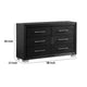 Ashen Wide Dresser | 6 Drawers | Black Solid Wood | Chrome Metal BM340897