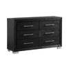 Ashen Wide Dresser | 6 Drawers | Black Solid Wood | Chrome Metal BM340897