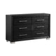 Ashen Wide Dresser | 6 Drawers | Black Solid Wood | Chrome Metal BM340897