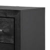 Ashen Nightstand w USB | 2 Drawers | Black Solid Wood | Chrome Metal | 26’’ BM340899
