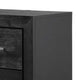 Ashen Nightstand w USB | 2 Drawers | Black Solid Wood | Chrome Metal | 26’’ BM340899