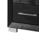 Ashen Nightstand w USB | 2 Drawers | Black Solid Wood | Chrome Metal | 26’’ BM340899