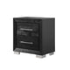 Ashen Nightstand w USB | 2 Drawers | Black Solid Wood | Chrome Metal | 26’’ BM340899