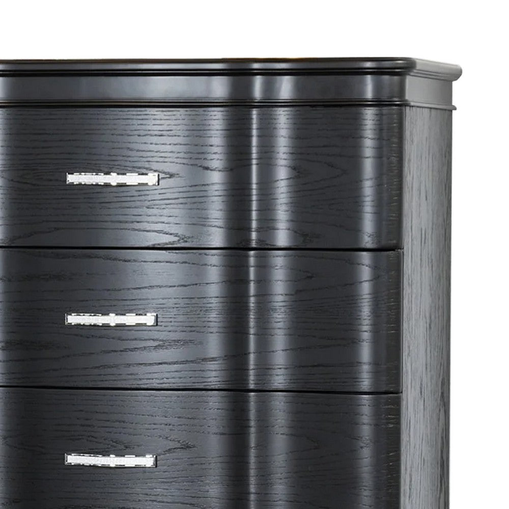 Eleena Tall Dresser Chest | 5 Drawers | Black Solid Wood | Crystal Accents BM340900