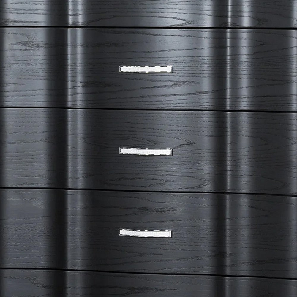 Eleena Tall Dresser Chest | 5 Drawers | Black Solid Wood | Crystal Accents BM340900