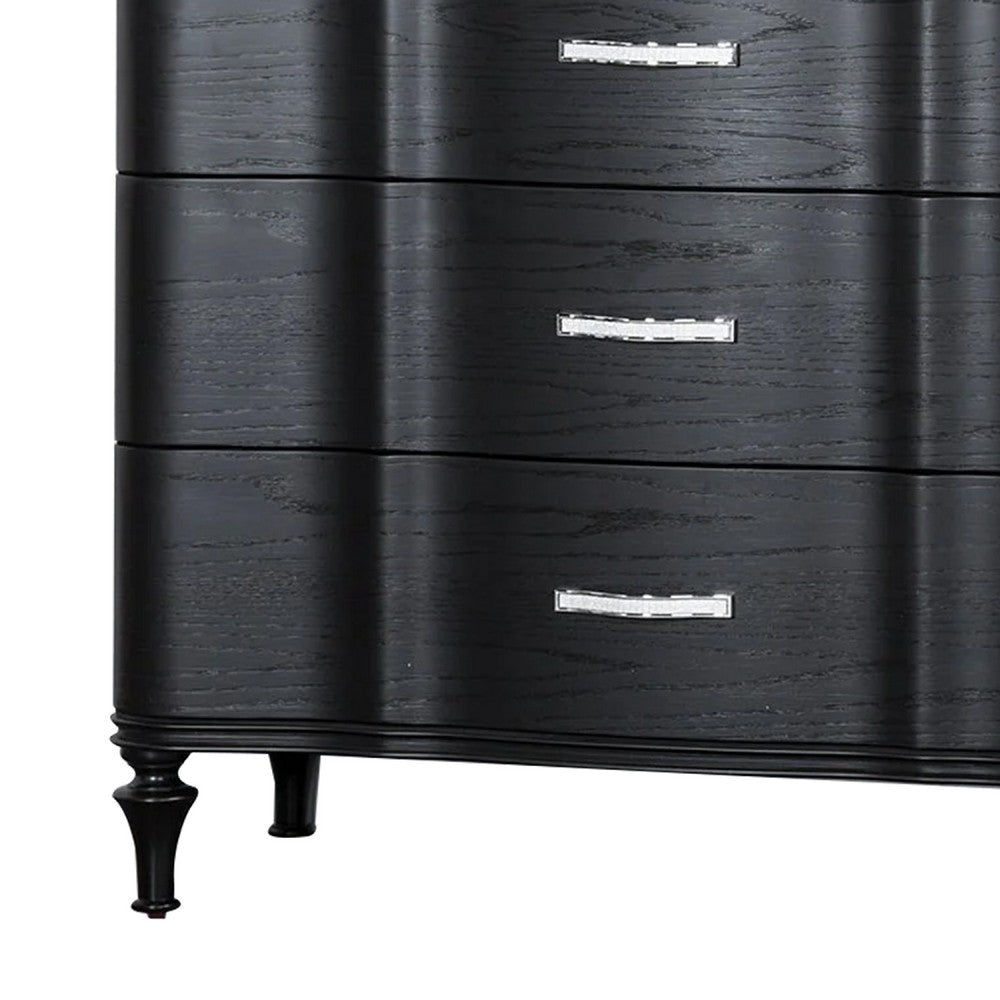 Eleena Tall Dresser Chest | 5 Drawers | Black Solid Wood | Crystal Accents BM340900
