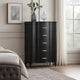 Eleena Tall Dresser Chest | 5 Drawers | Black Solid Wood | Crystal Accents BM340900