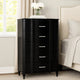 Eleena Tall Dresser Chest | 5 Drawers | Black Solid Wood | Crystal Accents