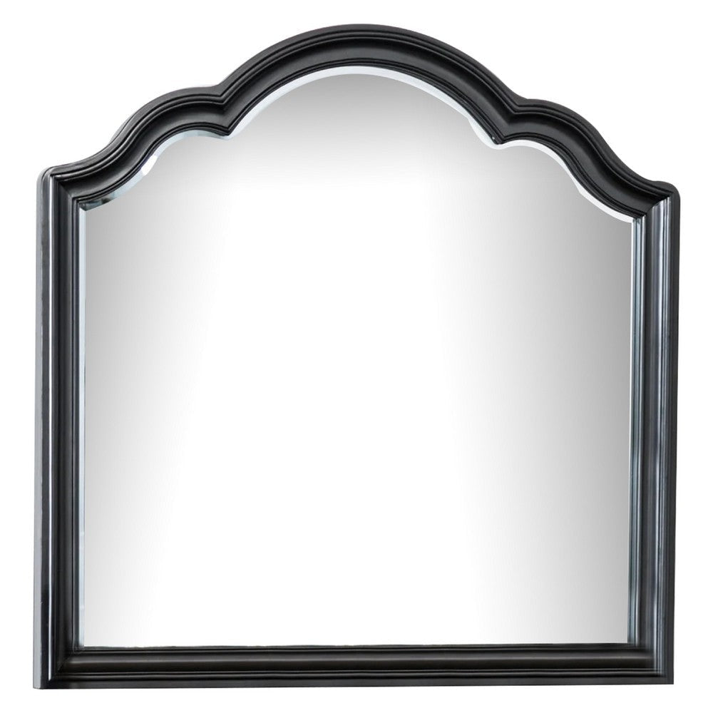 Eleena Dresser Mirror | Beveled Glass | Black Solid Wood Frame | 41x42 BM340901