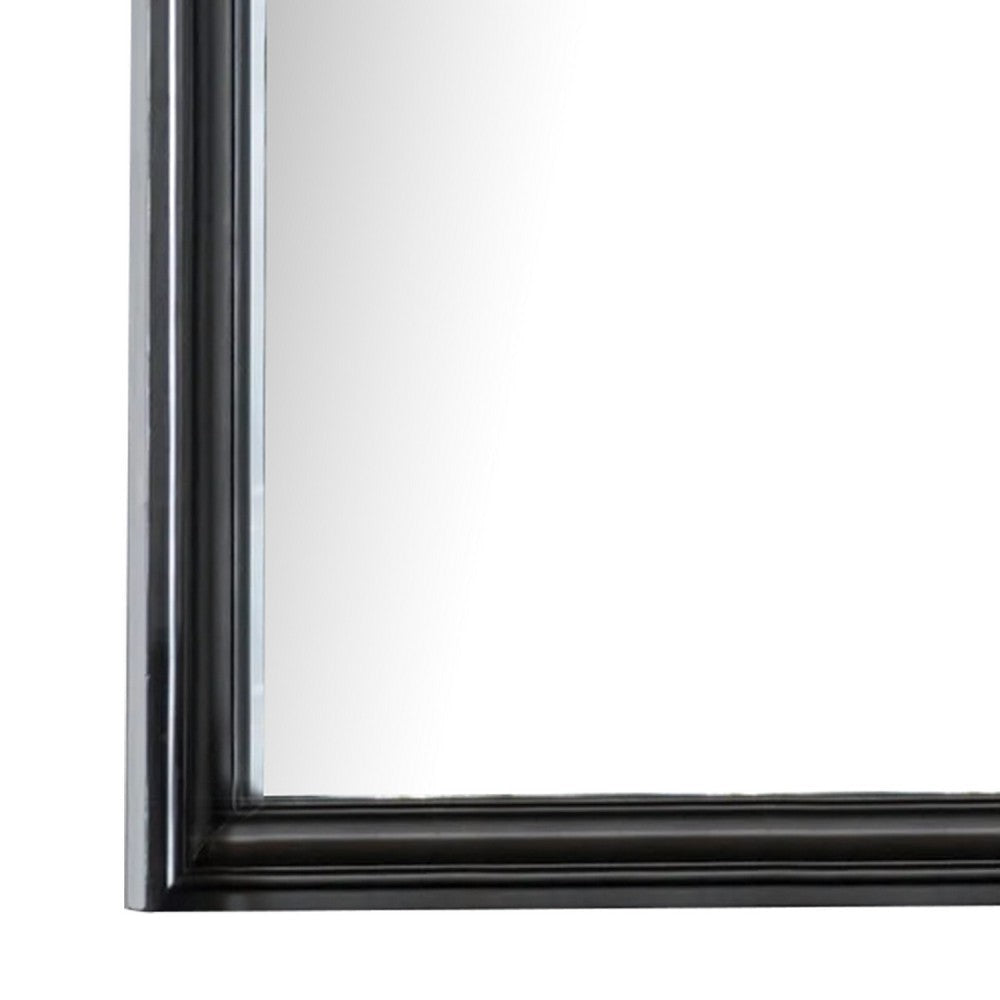 Eleena Dresser Mirror | Beveled Glass | Black Solid Wood Frame | 41x42 BM340901