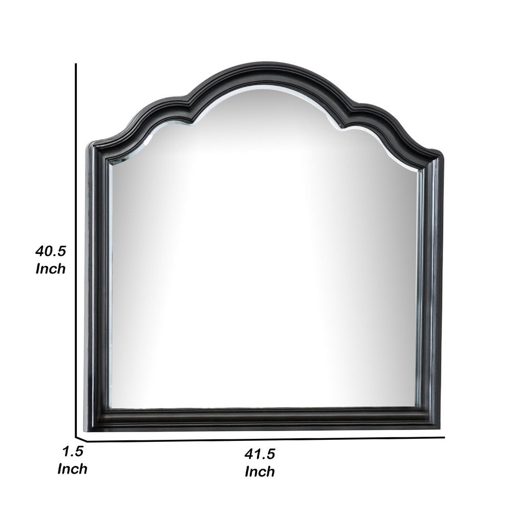 Eleena Dresser Mirror | Beveled Glass | Black Solid Wood Frame | 41x42 BM340901