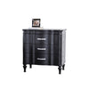Eleena Nightstand | 3 Drawers | Black Solid Wood | Metal Handles | 28’’ BM340902