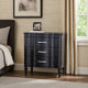 Eleena Nightstand | 3 Drawers | Black Solid Wood | Metal Handles | 28"