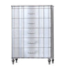 Eleena Tall Dresser Chest | 5 Drawers | Silver Solid Wood | Chrome Metal BM340903