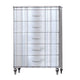 Eleena Tall Dresser Chest | 5 Drawers | Silver Solid Wood | Chrome Metal BM340903
