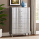 Eleena Tall Dresser Chest | 5 Drawers | Silver Solid Wood | Chrome Metal BM340903