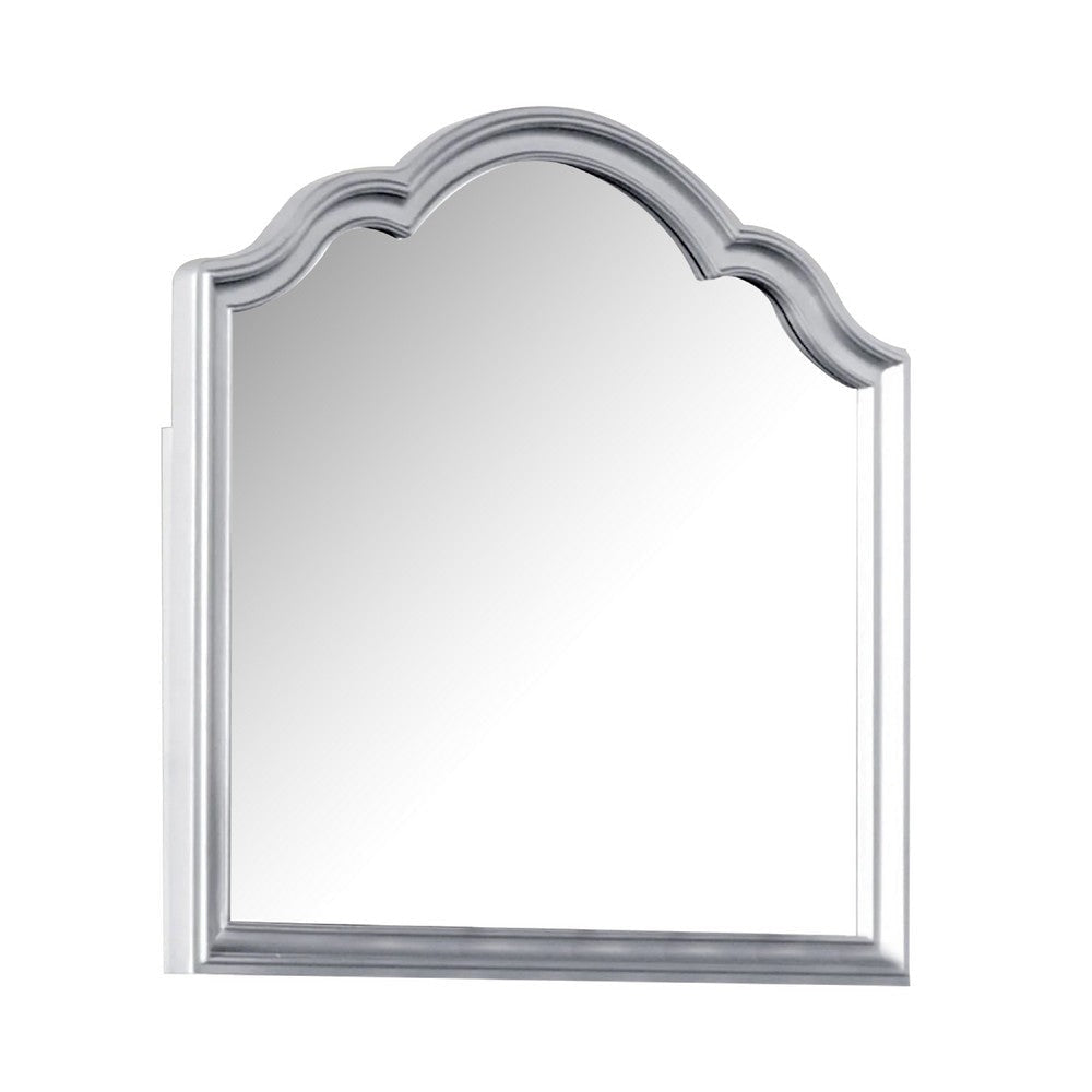 Eleena Dresser Mirror | Beveled Glass | Silver Solid Wood Frame | 41x42 BM340904