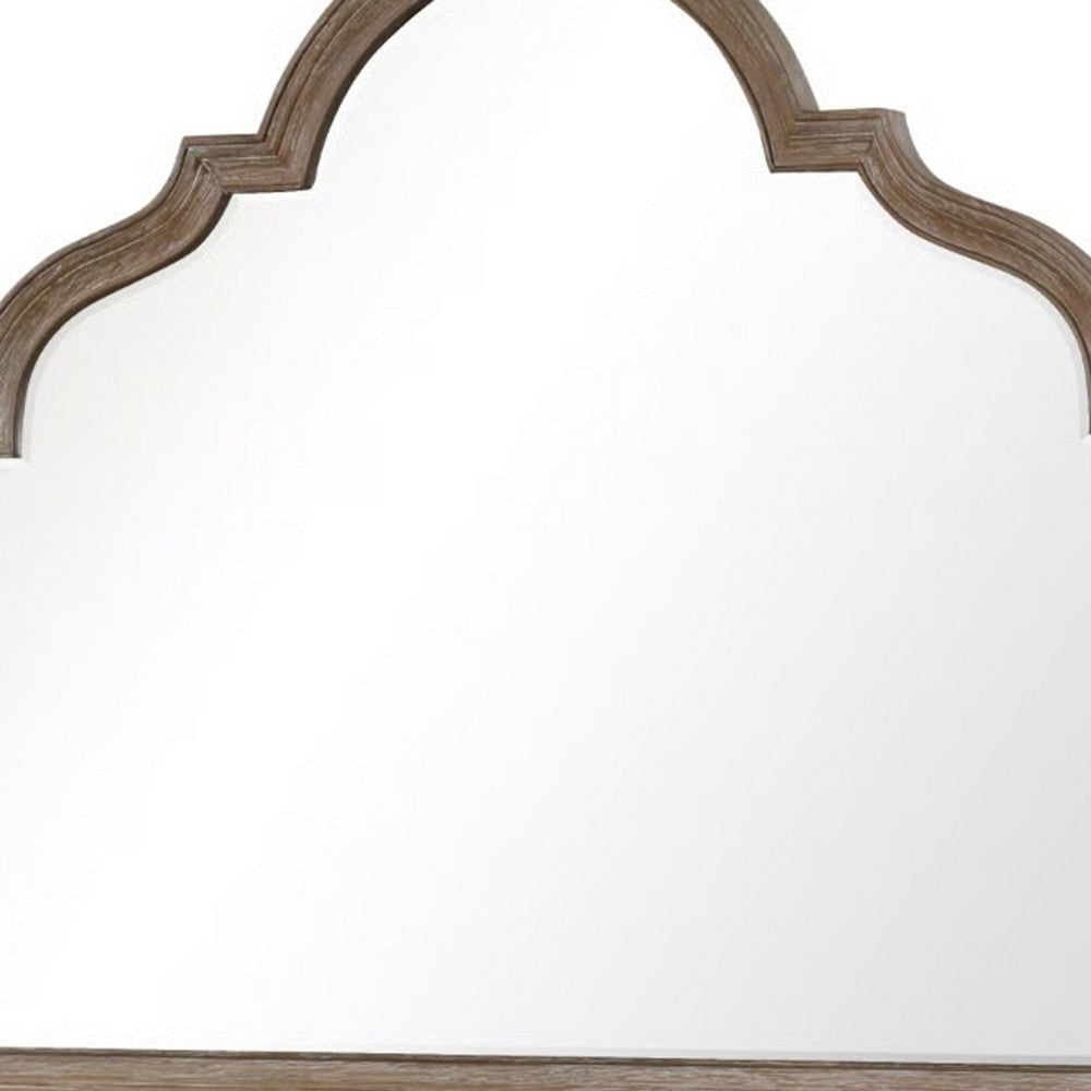 Lyla Dresser Mirror | Beveled Glass | Rustic Oak Brown Solid Wood | 41x50 BM340907