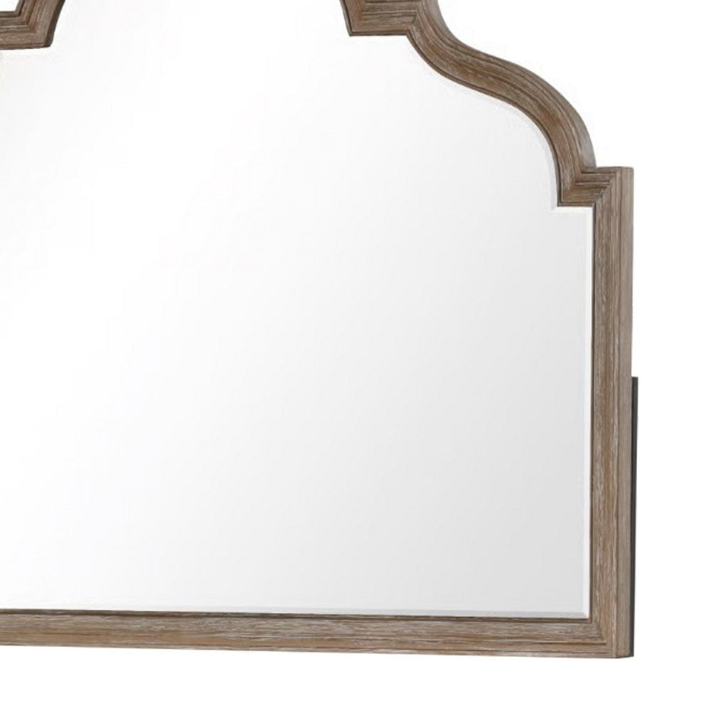 Lyla Dresser Mirror | Beveled Glass | Rustic Oak Brown Solid Wood | 41x50 BM340907