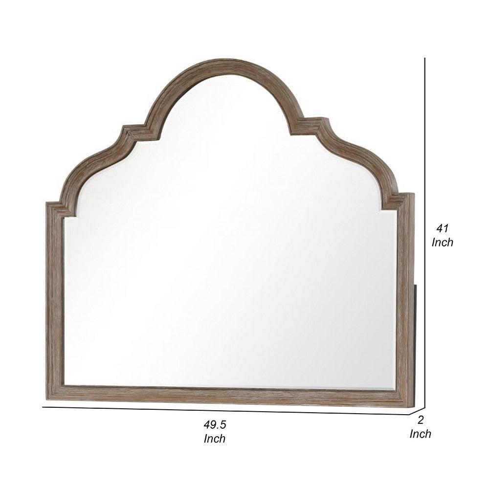 Lyla Dresser Mirror | Beveled Glass | Rustic Oak Brown Solid Wood | 41x50 BM340907