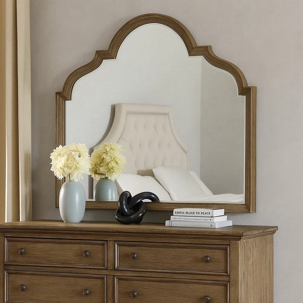 Lyla Dresser Mirror | Beveled Glass | Rustic Oak Brown Solid Wood | 41x50 BM340907