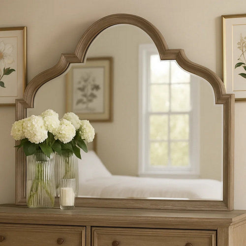 Lyla Dresser Mirror | Beveled Glass | Rustic Oak Brown Solid Wood | 41x50 BM340907