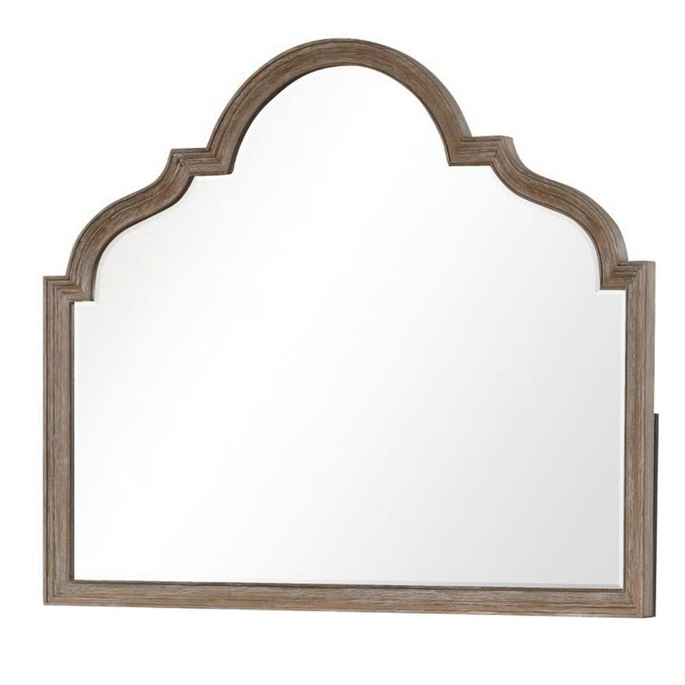 Lyla Dresser Mirror | Beveled Glass | Rustic Oak Brown Solid Wood | 41x50 BM340907
