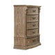 Reven Tall Dresser Chest | 5 Drawers | Weathered Oak Brown Wood | Metal BM340909