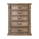 Reven Tall Dresser Chest | 5 Drawers | Weathered Oak Brown Wood | Metal BM340909