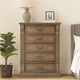 Reven Tall Dresser Chest | 5 Drawers | Weathered Oak Brown Wood | Metal BM340909
