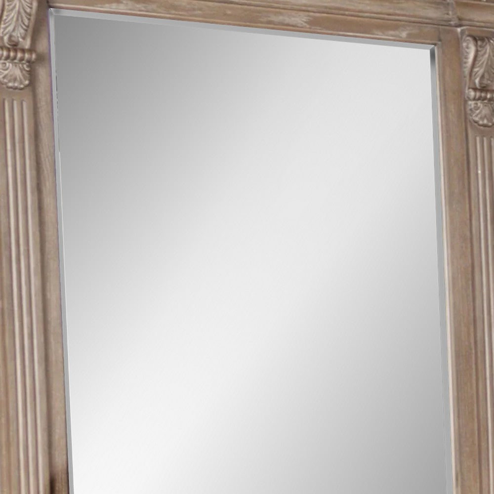 Reven Dresser Mirror | Beveled Glass | Weathered Oak Solid Wood | 46’’ BM340910